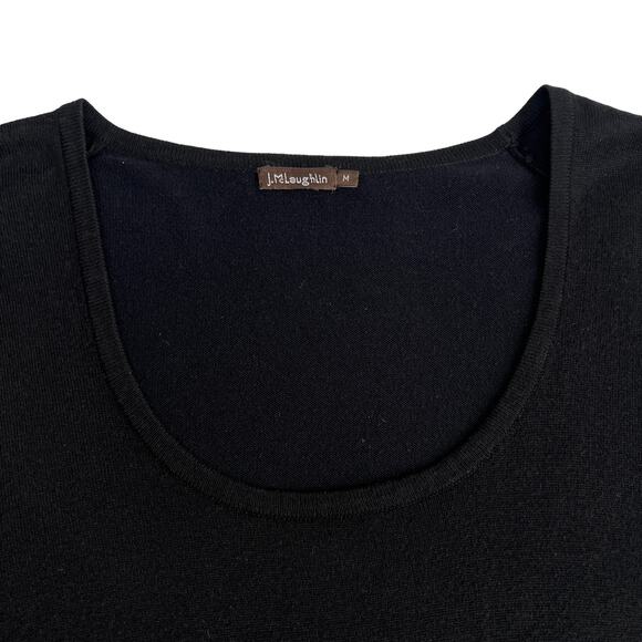 J McLaughlin Black Dress Size Medium Long Sleeve Cotton Blend Stretch Soft - Picture 5 of 12